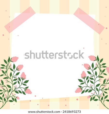 Cute kawaii floral with stripes notepad background