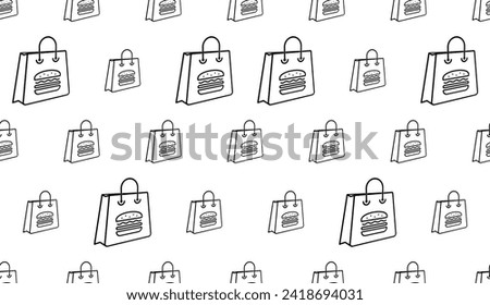 Takeaway Bag Icon Seamless Pattern, Food Bag Icon Vector Art Illustration