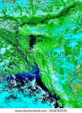 Floods in Bangladesh and India false color. Floods in Bangladesh and India false color. Elements of this image furnished by NASA.