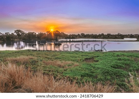 River flowing through Kruger National Park at sunrise, Kruger National Park, South Africa