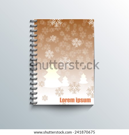 Notepad template with winter background. Eps10 Vector illustration