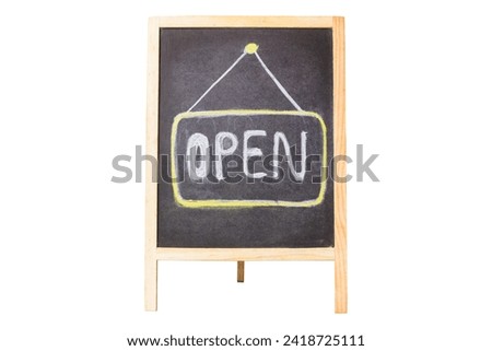 shop opening sign on white background.