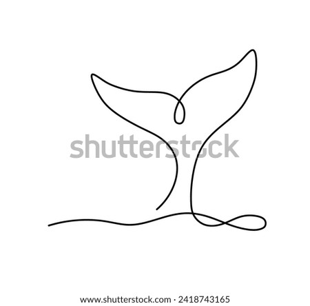 Vector isolated one single contemporary line whale dolphin killer whale tail colorless black and white contour line easy drawing	 Royalty-Free Stock Photo #2418743165