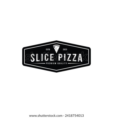 Slice pizza logo design vintage retro stamp label Royalty-Free Stock Photo #2418754013
