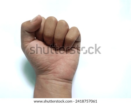 a picture of clenched hands, isolated on white background