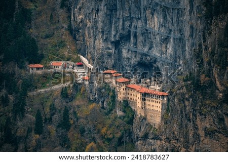 Sumela Monastery, a Greek Orthodox wonder located in Turkey's picturesque Pontic Mountains Royalty-Free Stock Photo #2418783627