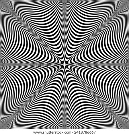 Abstract Op Art Wavy Striped Lines Pattern with 3D Illusion Effect. Vector Illustration. Royalty-Free Stock Photo #2418786667