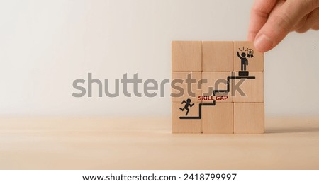 Skill gap analysis and identifying skill gap concept. Assessing the existing skills, competencies, identifying gaps and developing strategies to bridge. Making decisions for training and development. Royalty-Free Stock Photo #2418799997