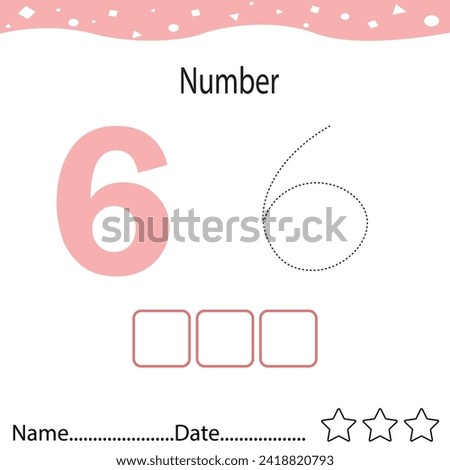 Tracing worksheet number 6 and write the words. Worksheet that is suitable for learning to write number  6