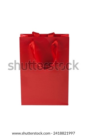 Blank red paper gift bag isolated on white background