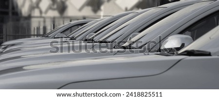 A lot of same white SUV cars in a rows. new modern or Used car sales. long perspective, Line of motor auto engine. Cars For Sale Stock Lot Row. Car Dealer Inventory. cars dealership place automaker 
 Royalty-Free Stock Photo #2418825511
