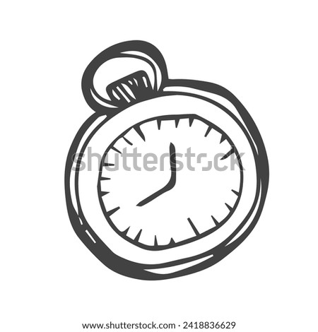 Hand drawn stopwatch timer symbol, fast time logo concept. Stopwatch quick delivery speed concept, express and urgent services. Deadline and delay doodle.