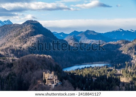 Beautiful alpine landscape next to  castle in the Bavarian mountains (Germany).