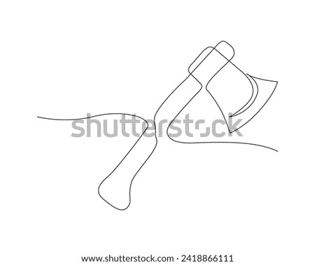 Continuous one line drawing of vintage axe. Axe line art vector illustration. Editable stroke. Royalty-Free Stock Photo #2418866111