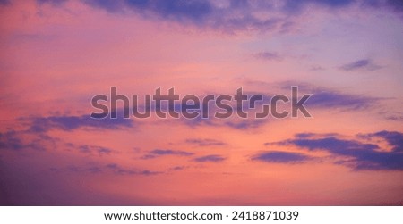 Morning clouds and sky,Real majestic sunrise sundown sky background with gentle colorful clouds without birds. Panoramic, big size