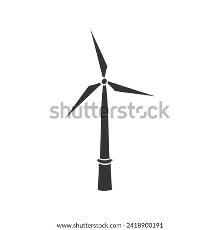 Wind Turbine Icon Silhouette Illustration. Eco Energy Vector Graphic Pictogram Symbol Clip Art. Doodle Sketch Black Sign.