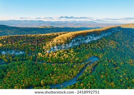 the hairpin turn in famous Hudson Valley overlooking the "gunks" Royalty-Free Stock Photo #2418992751