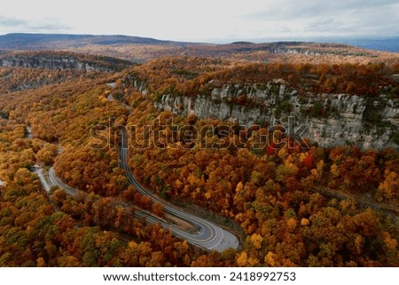 the hairpin turn in famous Hudson Valley overlooking the "gunks" Royalty-Free Stock Photo #2418992753