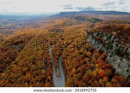 the hairpin turn in famous Hudson Valley overlooking the "gunks"