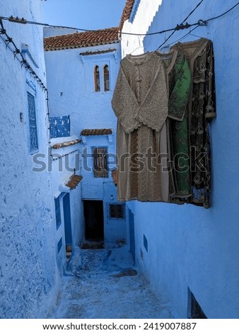 Amazing view of the streets in the blue city of Chefchaouen. Location: Chefchaouen, Morocco, Africa. Artistic picture. Also called the blue pearl of Moroccan north and the capital of hash