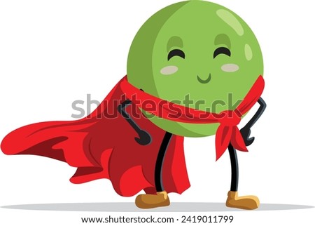 
Superhero Green pea Character Vector Cartoon illustration. Funny vegetable mascot wearing a red cape being a super-nutritious food 
 Royalty-Free Stock Photo #2419011799