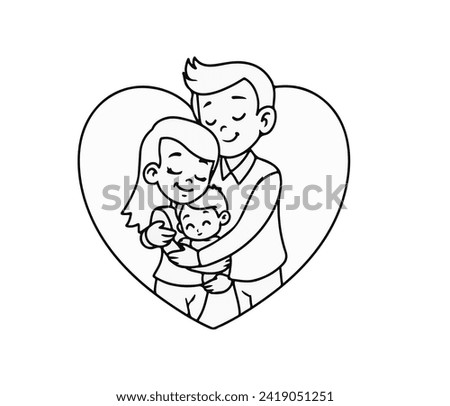 graphic vector illustration of, black and white image of a family hugging and full of love
suitable for symbols of love or romantic or Valentine's day