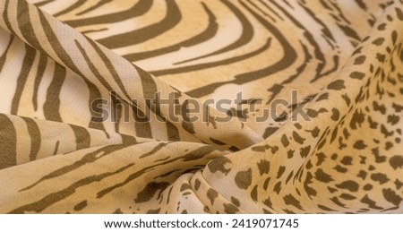 silk fabric in brown and white stripes, zebra skin in African style. Repeating striped background texture. For the designer, the sketch of the layout, the entourage of the decorator. 