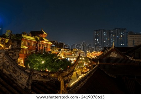 Ancient Chinese Roof at Night