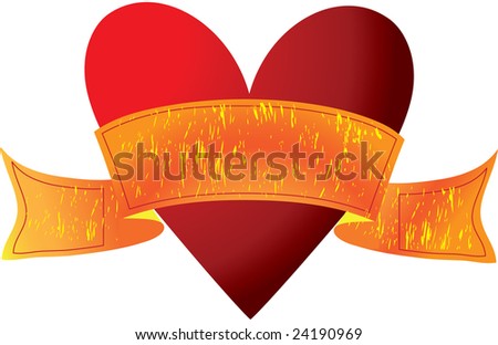 Vector heart with ribbon