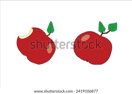 Red apple on a white background. Vector illustration of a red apple.