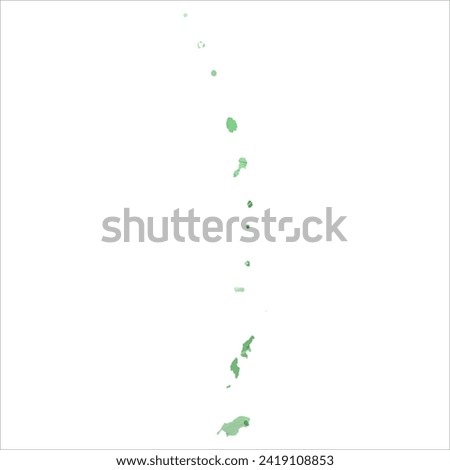 High detailed vector map. Northern Mariana Islands. Watercolor style. Green color. Salacious emerald color.