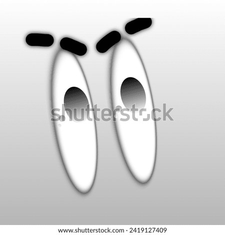 image of a cartoon eye in focus on a grey background