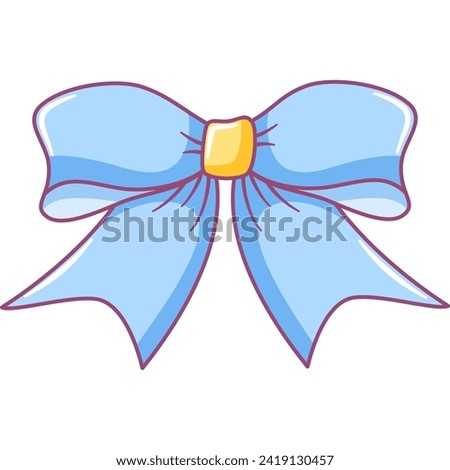 Blue Bow Ribbon Vector Illustration for Gift