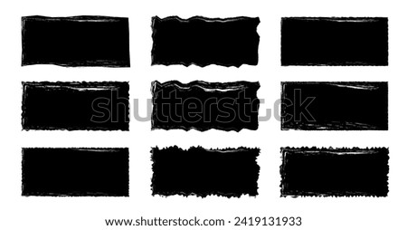 Jagged rectangle. Black simple shape. Rectangle paper template jagged and rough Royalty-Free Stock Photo #2419131933