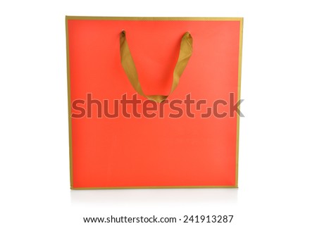 Red and gold shopping bag with reflect for chinese new year on white background