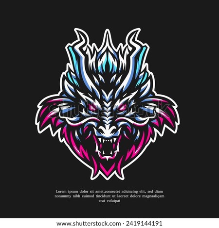 dragon head e-sport logo vector illustration
