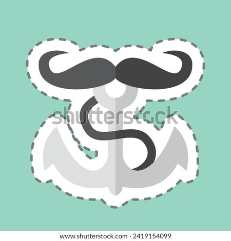 Sticker line cut Anchor. related to Hipster symbol. simple design editable. simple illustration