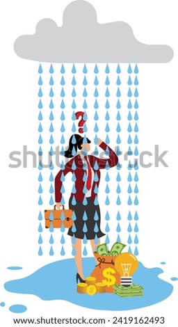 Sadness, Distraught, Illustration, Grief, Businesswoman, Royalty-Free Stock Photo #2419162493