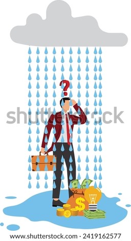Sadness, Distraught, Illustration, Grief, Businessman, Royalty-Free Stock Photo #2419162577