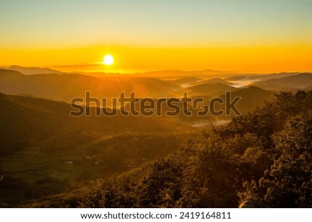 Spring sunrise in La Fageda D En Jorda Forest, La Garrotxa, Spain.