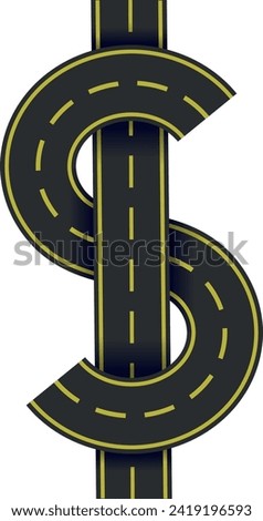 road with a dollar sign