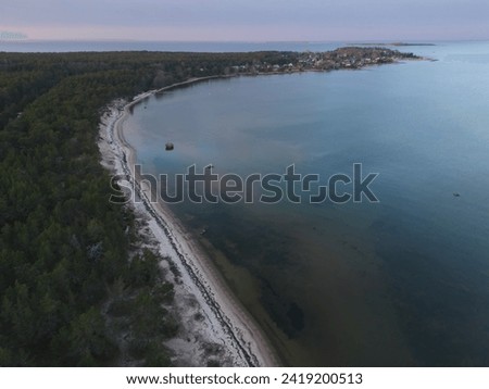 Kaberneeme seashore with a view of the Neeme area, photo from a drone. High quality photo