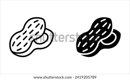 Peanut icon set. Outline of peanut vector icon for web design on white background Royalty-Free Stock Photo #2419205789