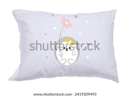 Soft pillow with cute print isolated on white