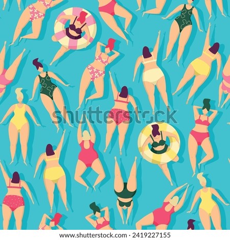 Vector seamless pattern with swimming people