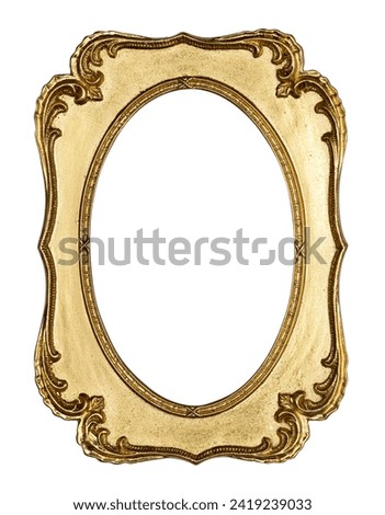 Empty old colored picture or image frame. Top view, studio photgraphed. Isolated on a white background.
