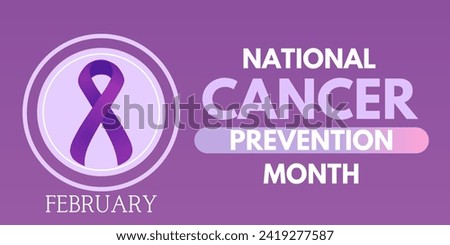 Cancer Prevention Month, cancer awareness ribbon with typography