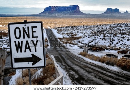 One way road sign at Monument Valley, Arizona Utah, United States of America