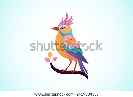 Beautiful multi coloured bird. Bird logo design vector illustration 
