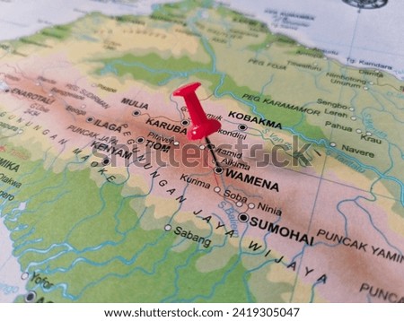 Map image of Wamena, the capital of the mountainous Papua province, Indonesia